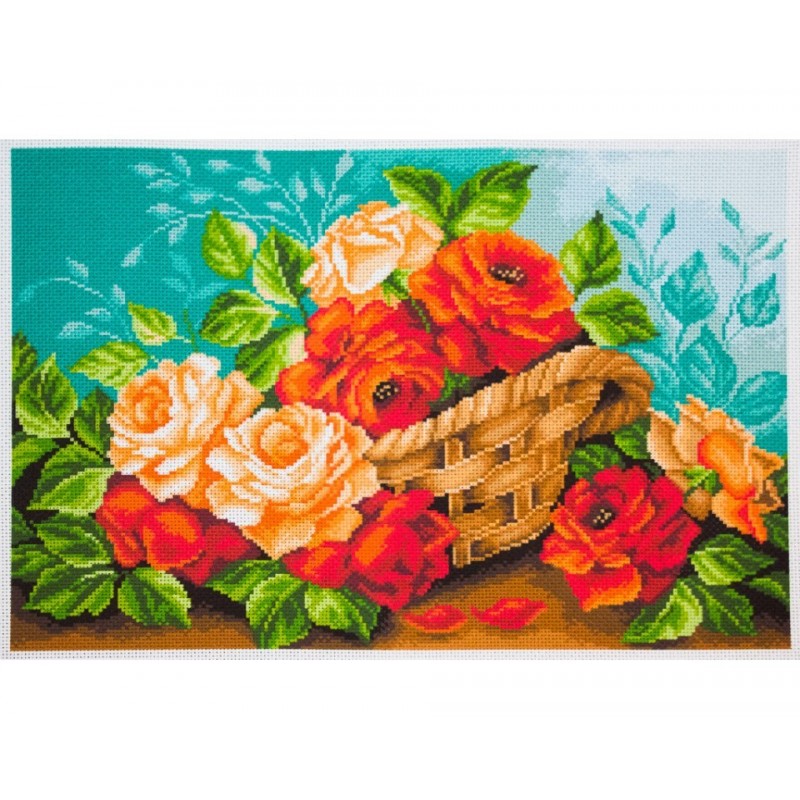 PA1241 Рози в панер - ЩАМПА 14ct без конци