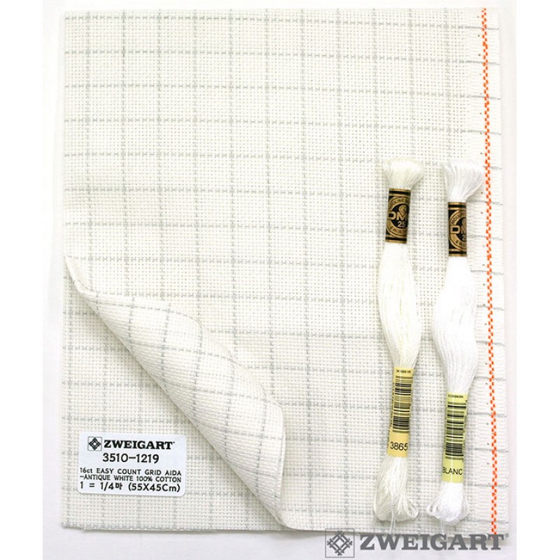Easy count Aida Zweigart 16ct, бяло - 3510-1219